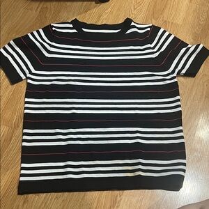 Striped Black and White Womens Knitted Shirt
